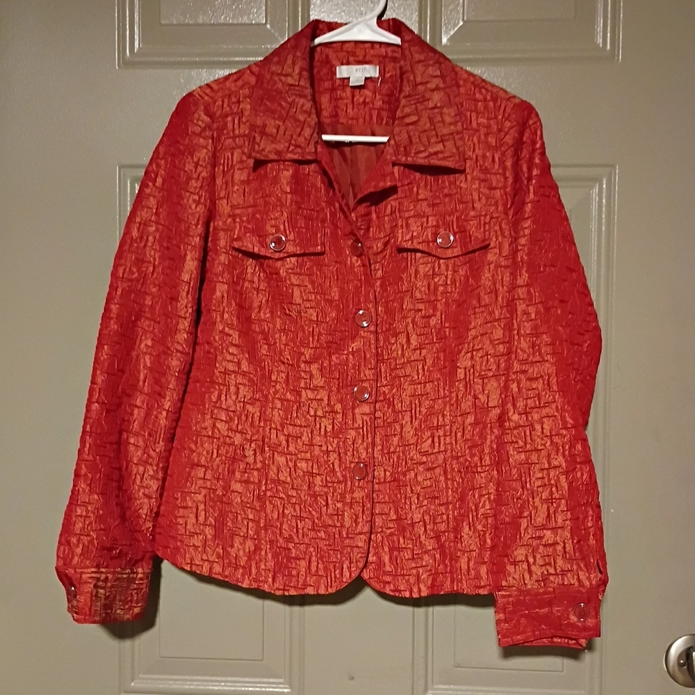 Erin Textured Red Button-Up Jacket Woman Size S